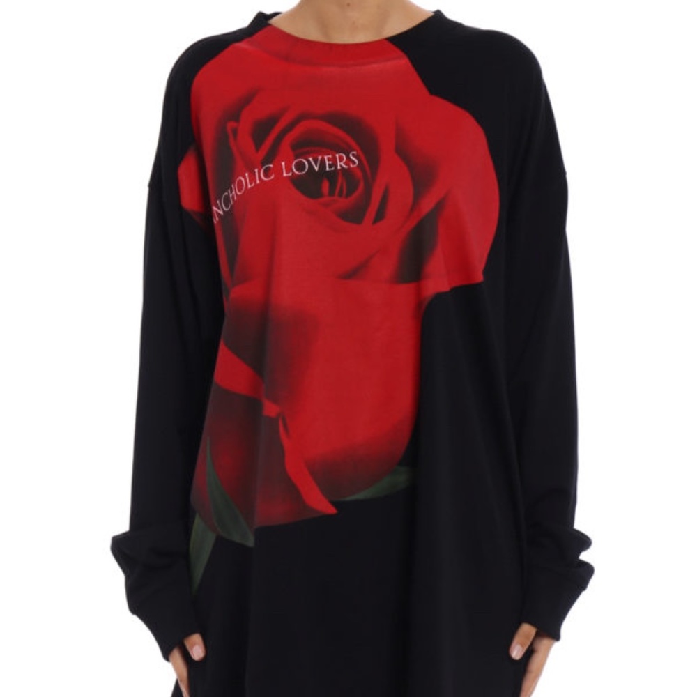 MARCELO BURLON ROSE PRINTED OVERSIZE SWEATSHIRT